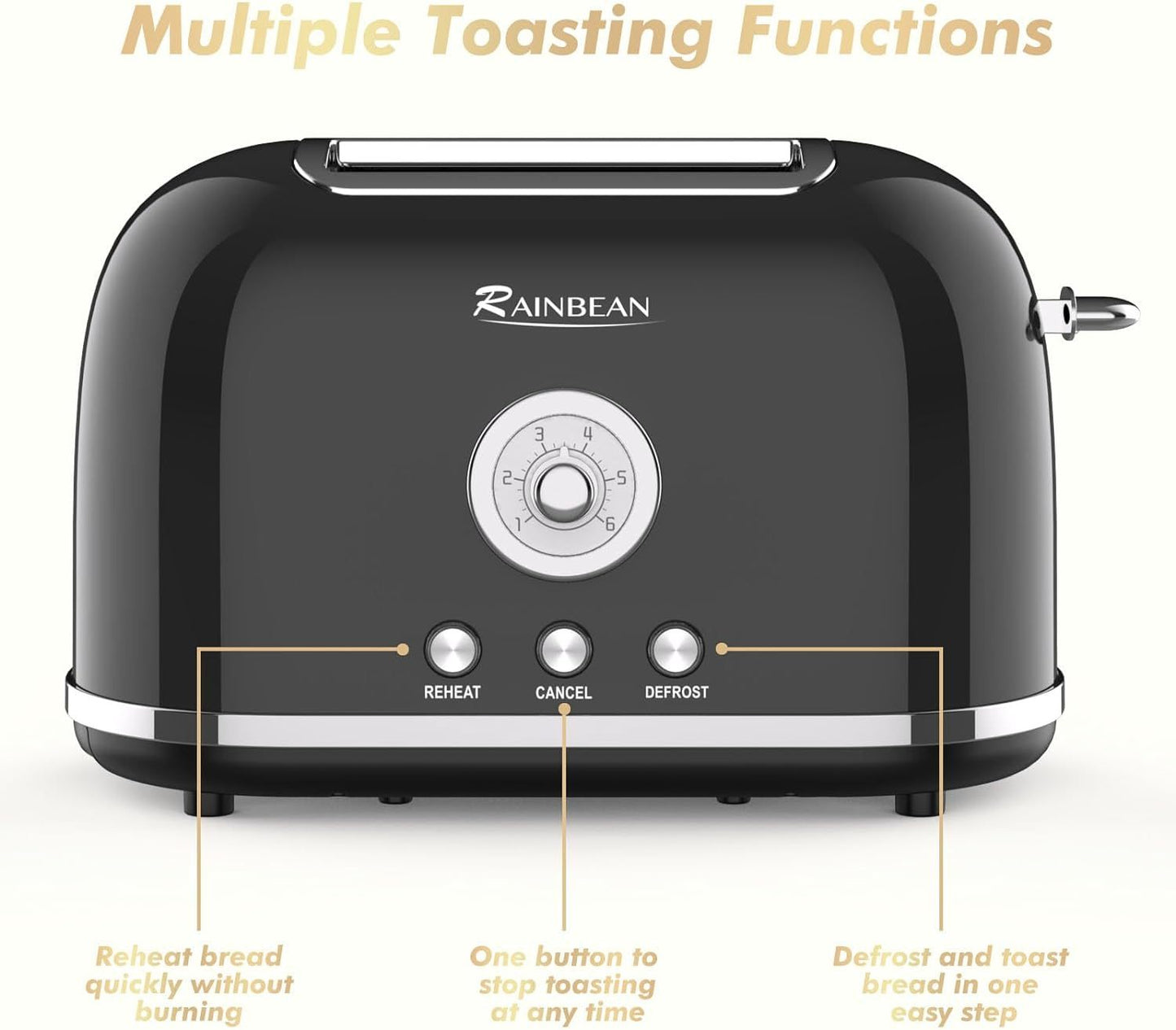 Toaster 2 Slice Retro Toaster Stainless Steel