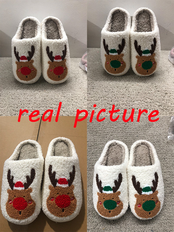 Christmas Shoes Winter Home Slippers Elk Soft Cozy