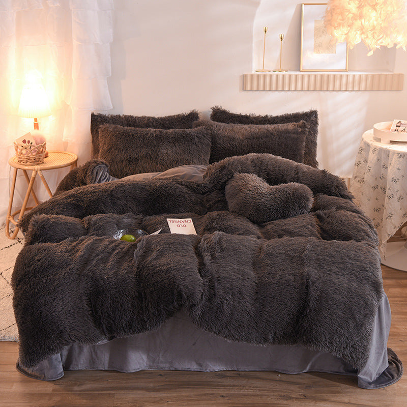 Luxury Thick Fleece Duvet Cover Queen King Winter Warm