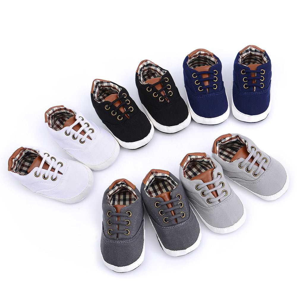 Solid color casual lace soft bottom baby shoes