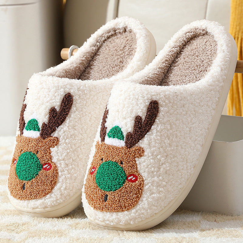 Christmas Shoes Winter Home Slippers Elk Soft Cozy