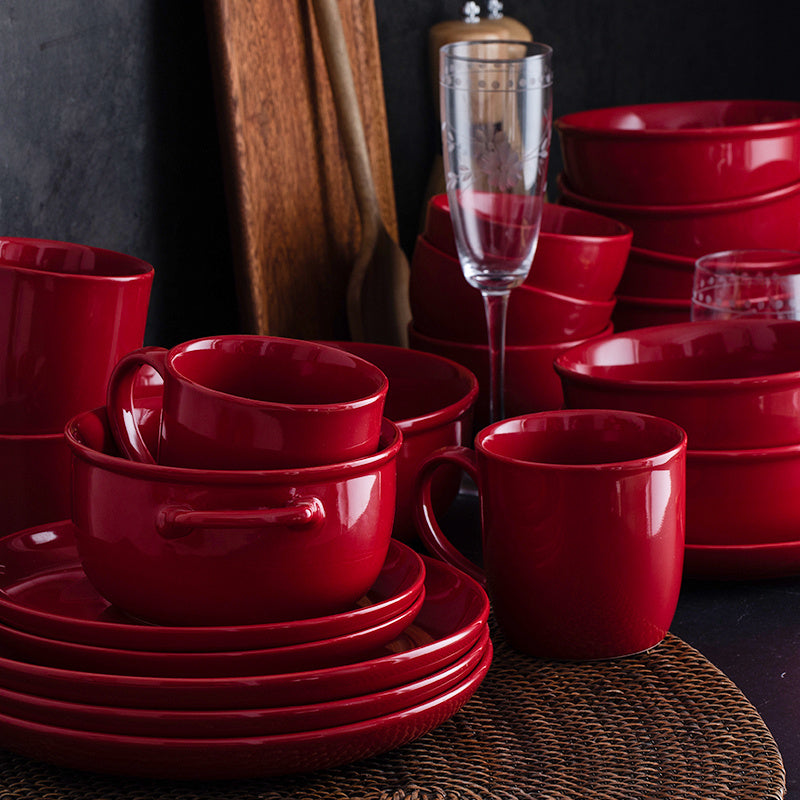 Luxury Red Glaze Ceramic Dinner Set