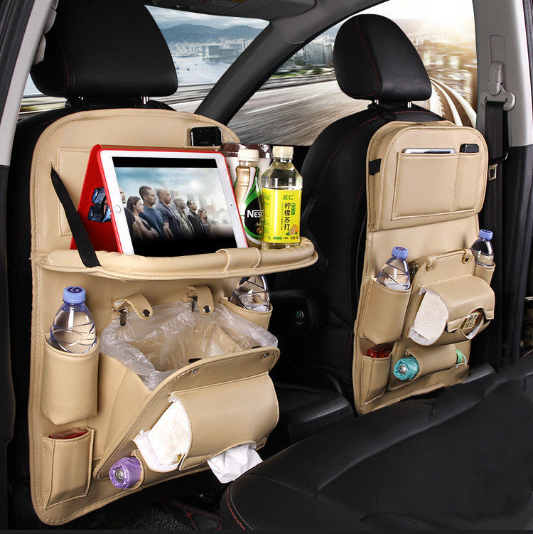 PU Leather Car Storage Bag Multifunction Seat Back Tray