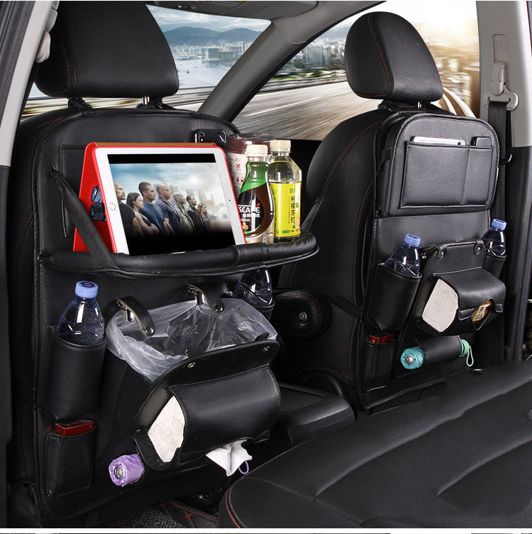 PU Leather Car Storage Bag Multifunction Seat Back Tray