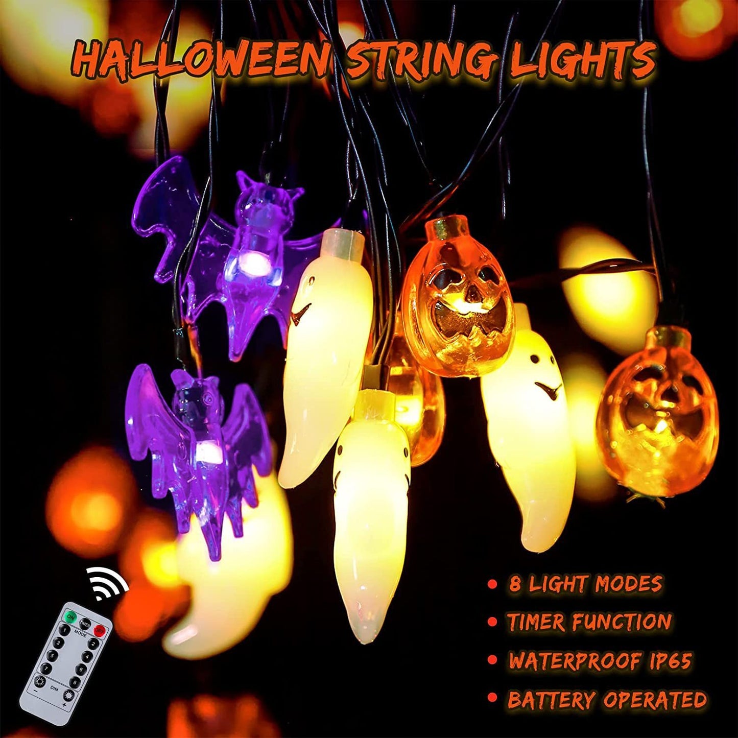 LED Halloween Pumpkin Spider Bat