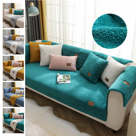 Modern Solid Color Winter Lamb Wool Sofa Towel