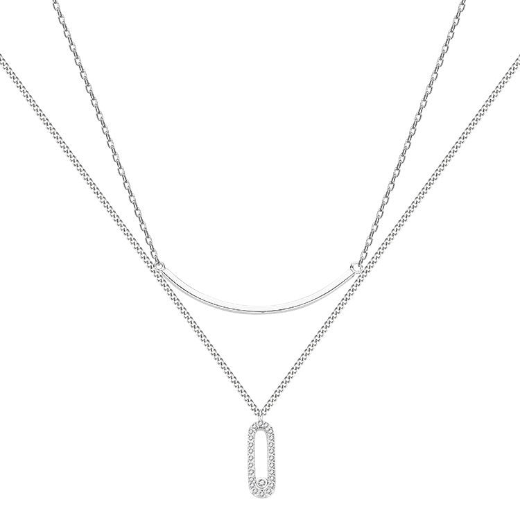 Silver Plated Double Layer Necklace Design