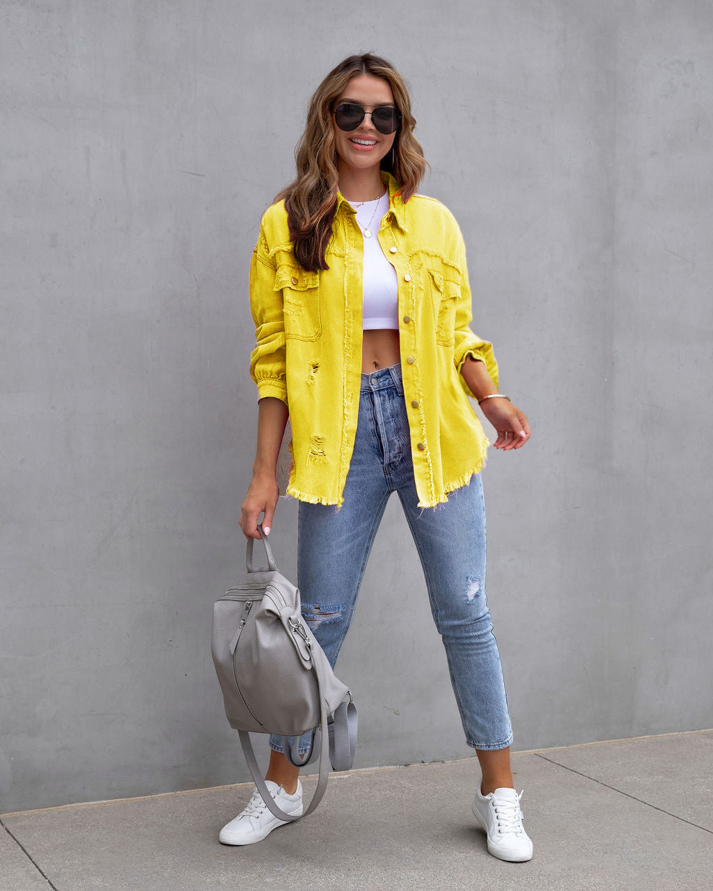 Fashion Ripped Shirt Jacket Female