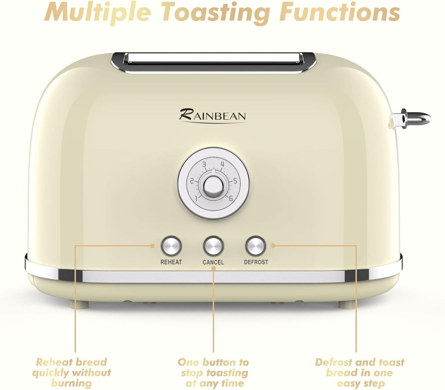 Toaster 2 Slice Retro Toaster Stainless Steel