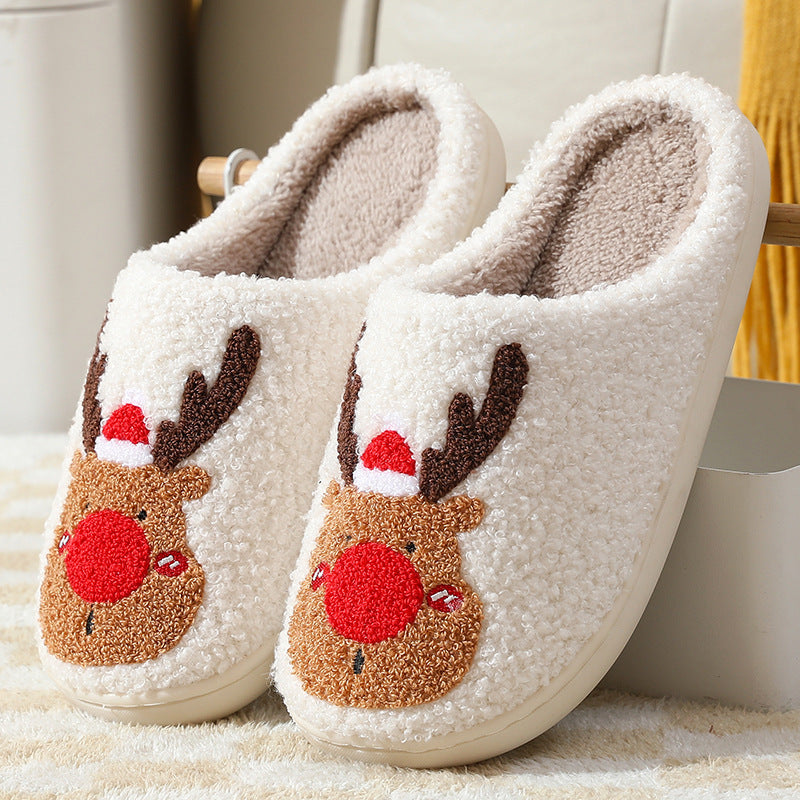 Christmas Shoes Winter Home Slippers Elk Soft Cozy