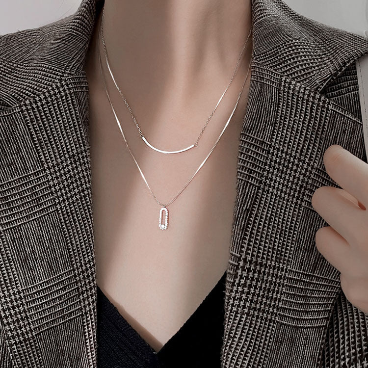 Silver Plated Double Layer Necklace Design