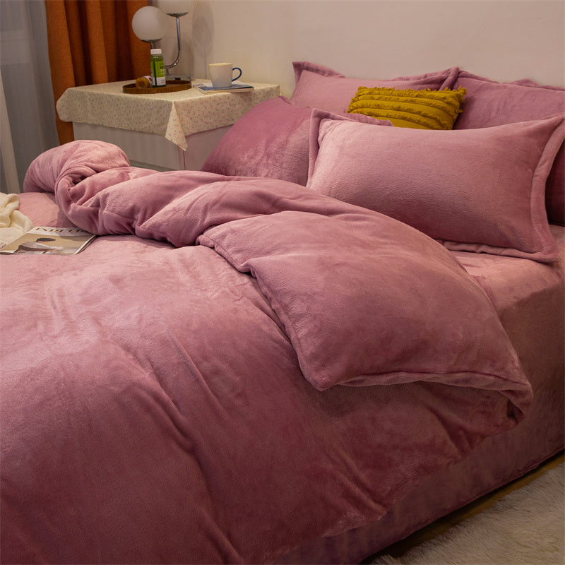 Four-piece Plush Double-sided Fleece Warm Duvet Cover