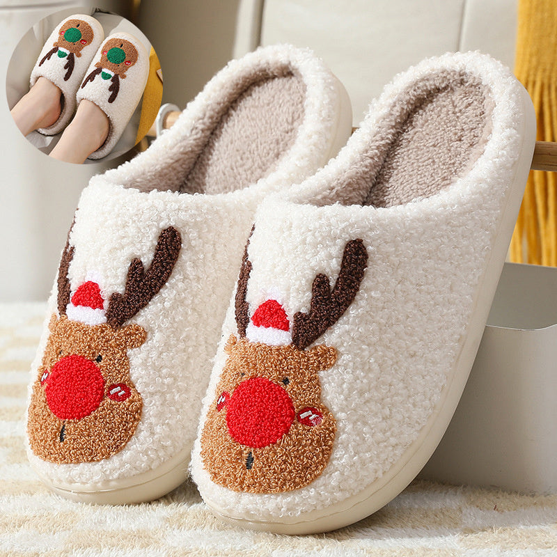 Christmas Shoes Winter Home Slippers Elk Soft Cozy