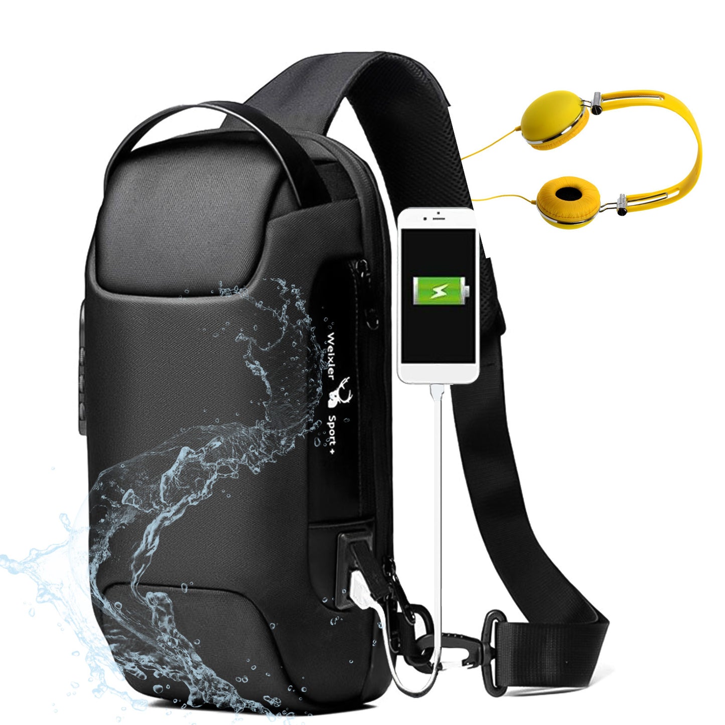 Waterproof USB Anti-theft Bag Men