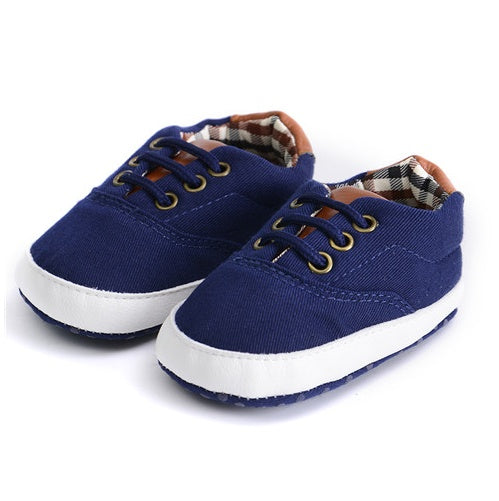 Solid color casual lace soft bottom baby shoes