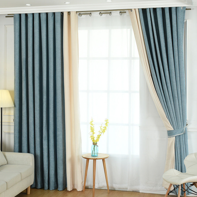 Factory direct stitching simple solid chenille curtain