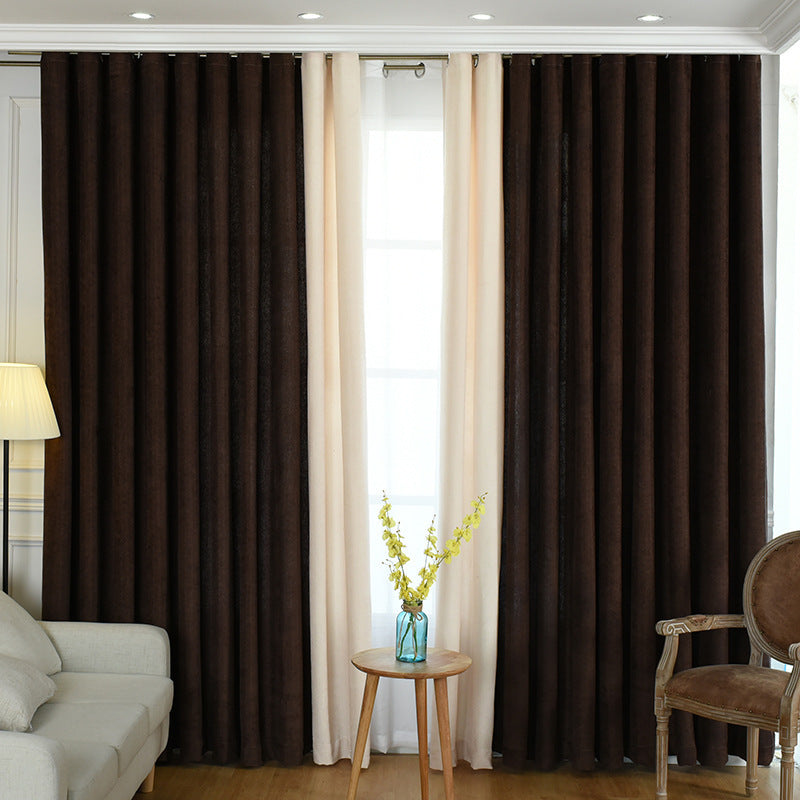 Factory direct stitching simple solid chenille curtain