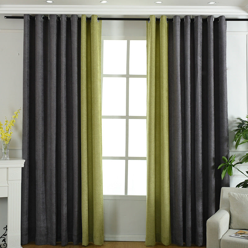 Factory direct stitching simple solid chenille curtain