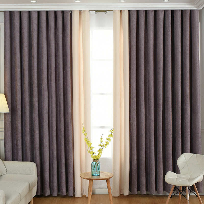 Factory direct stitching simple solid chenille curtain