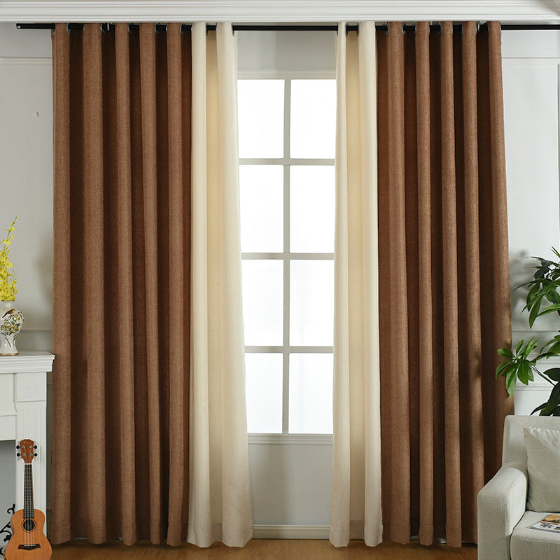 Factory direct stitching simple solid chenille curtain