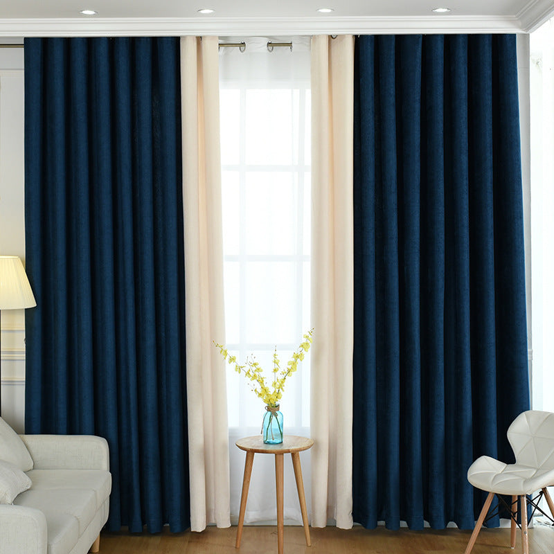 Factory direct stitching simple solid chenille curtain