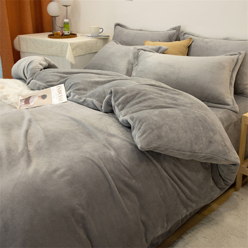 Four-piece Plush Double-sided Fleece Warm Duvet Cover