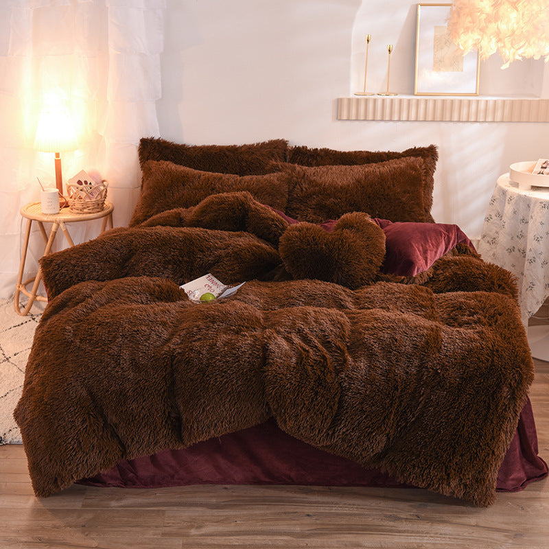 Luxury Thick Fleece Duvet Cover Queen King Winter Warm