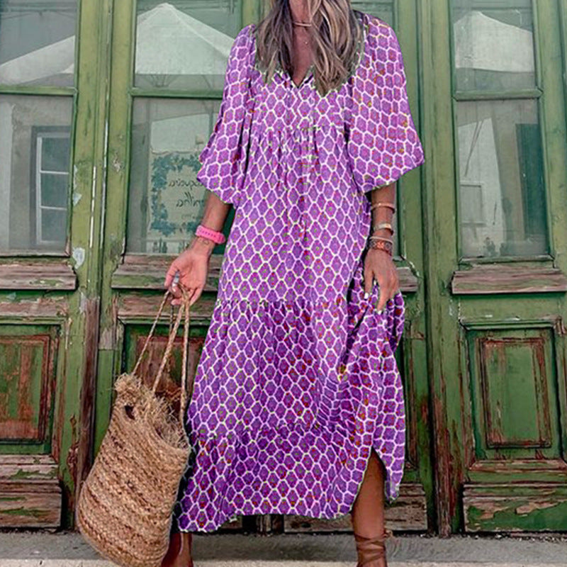 Women's Vintage Printed Bohemian Dress