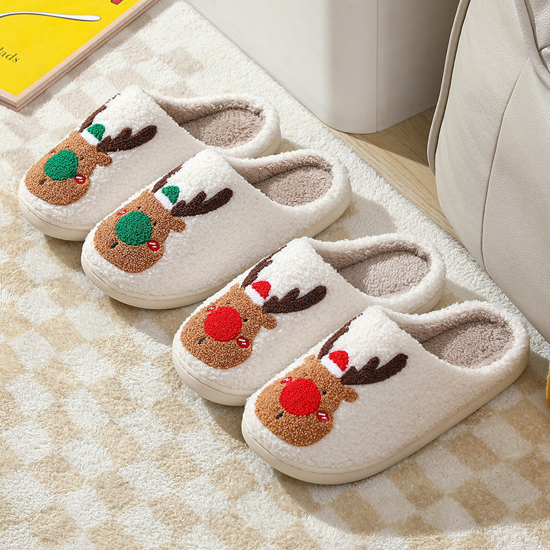 Christmas Shoes Winter Home Slippers Elk Soft Cozy