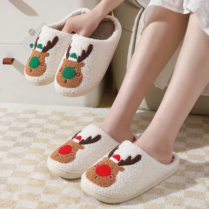 Christmas Shoes Winter Home Slippers Elk Soft Cozy