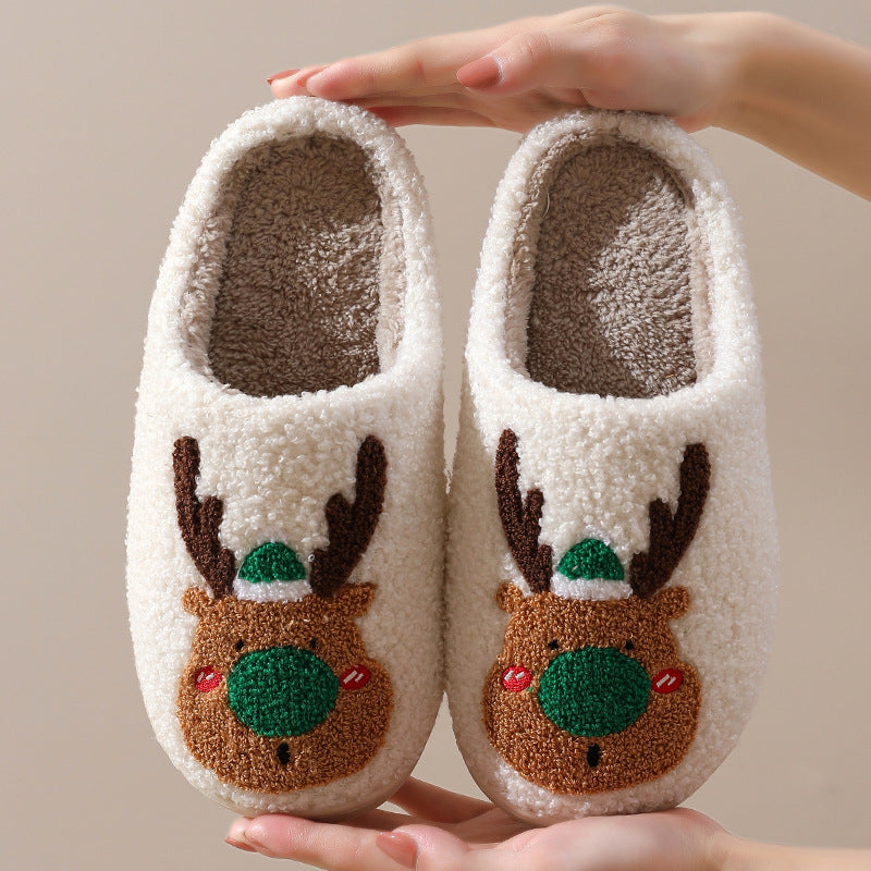 Christmas Shoes Winter Home Slippers Elk Soft Cozy