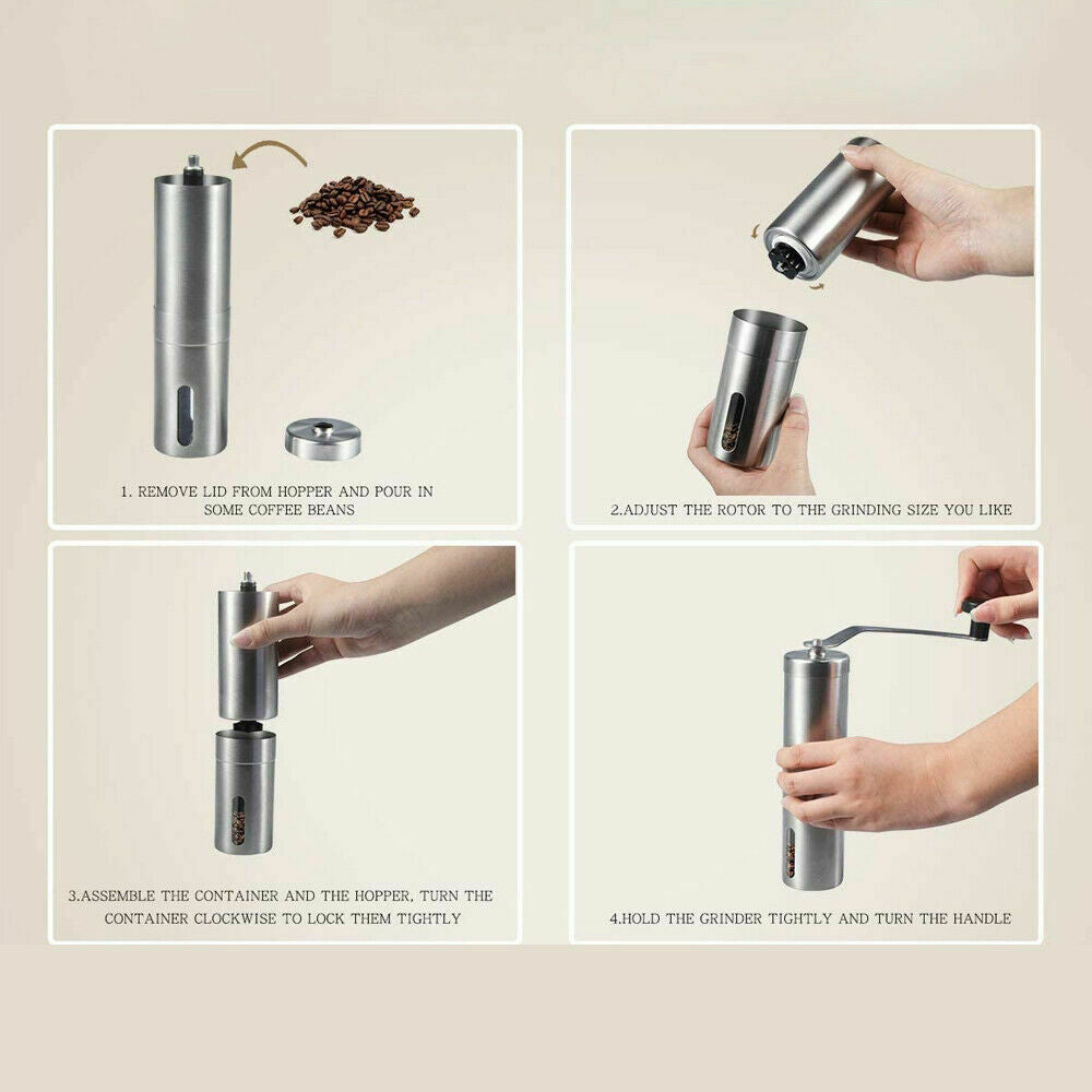 Hand Crank Grinder Coffee Beans Stainless Steel