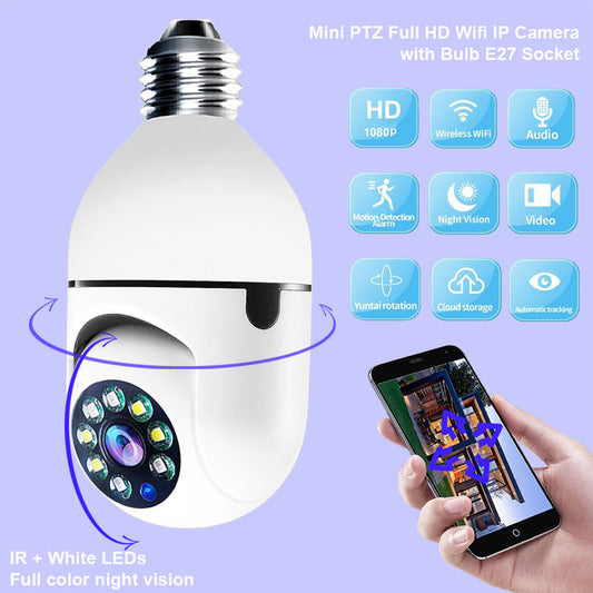 WiFi CAMERA 1080P Bulb 4X Zoom Camera