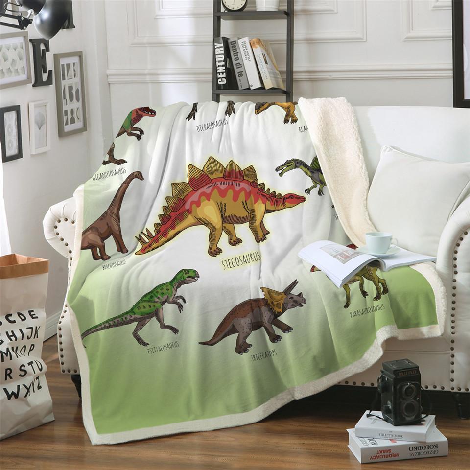 Kids Children Dinosaur Fluffy Soft Cotton Blanket