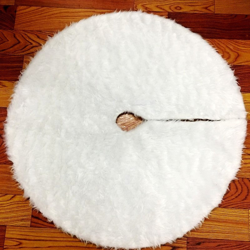 Pure white plush Christmas tree skirt Christmas