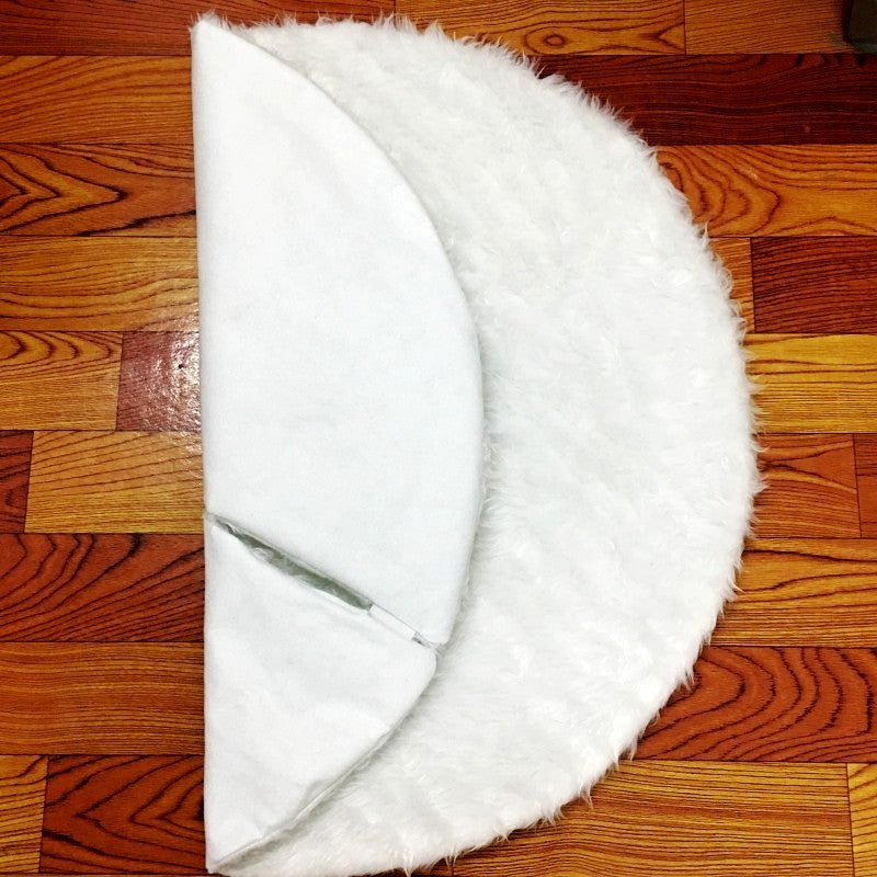 Pure white plush Christmas tree skirt Christmas