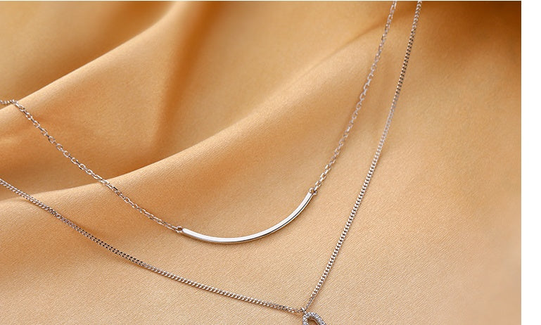 Silver Plated Double Layer Necklace Design