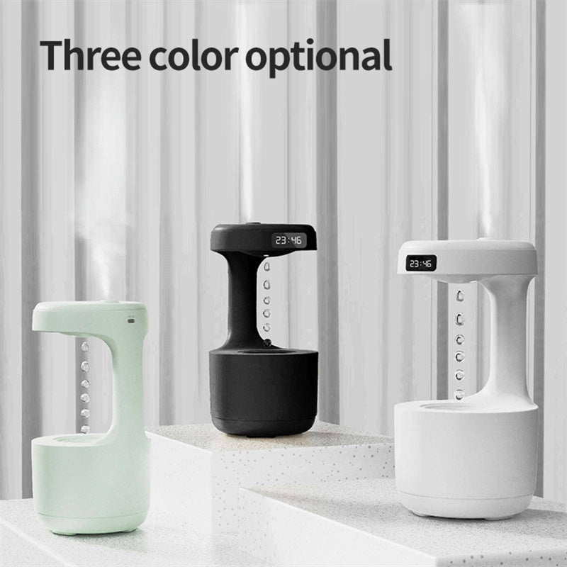 Humidifier With Clock Water Drop Backflow Aroma Diffuser