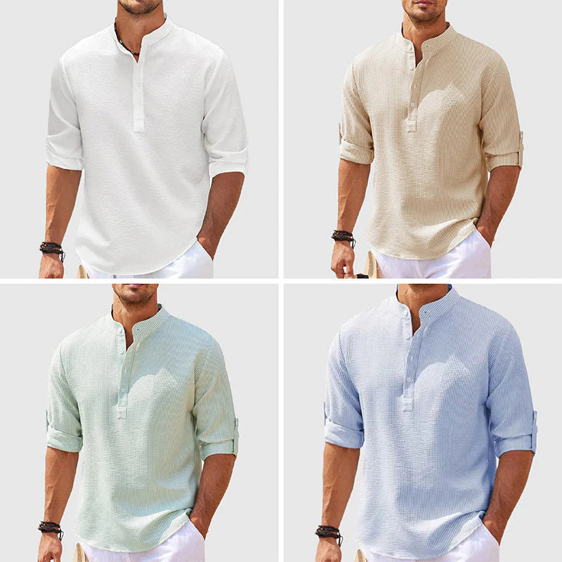 Men's Casual Shirt  Long Sleeve Stand Collar