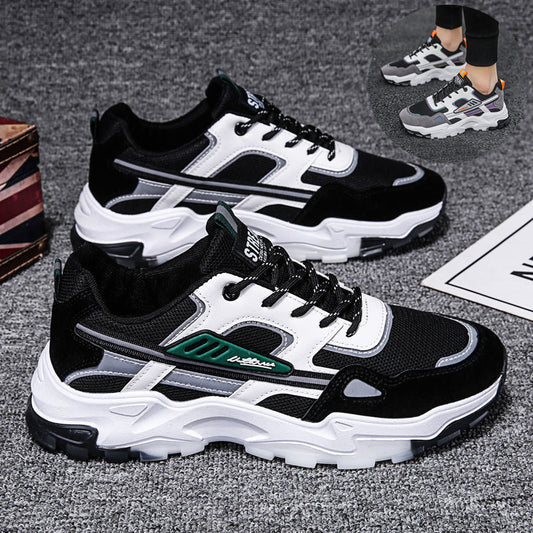 Black White Lace-up Sneakers Men