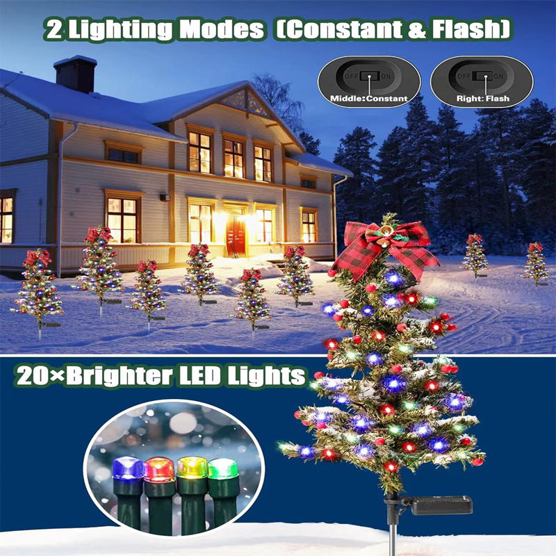 Waterproof Outdoor Christmas Decorations Solar Christmas Tree 2 Modes Yard