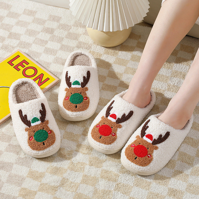 Christmas Shoes Winter Home Slippers Elk Soft Cozy