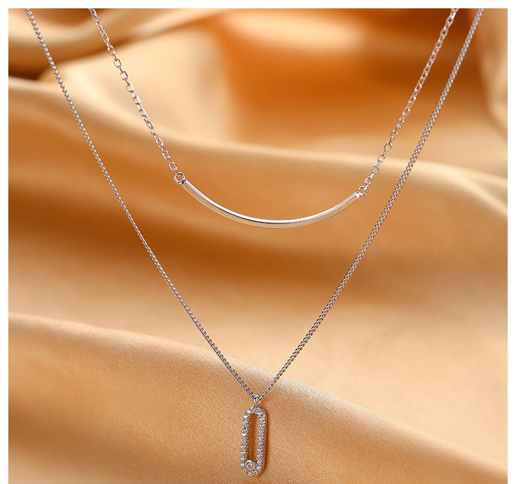 Silver Plated Double Layer Necklace Design