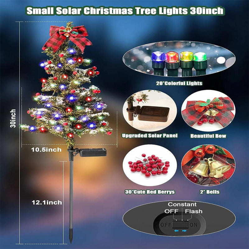 Waterproof Outdoor Christmas Decorations Solar Christmas Tree 2 Modes Yard