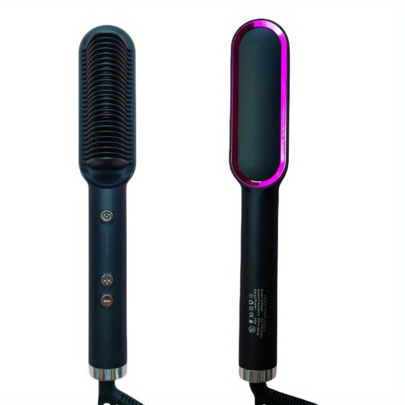 2-in-1 Electric Hair Straightener Brush Hot Comb