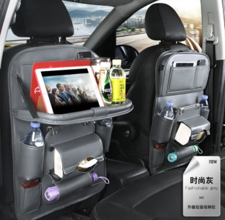 PU Leather Car Storage Bag Multifunction Seat Back Tray