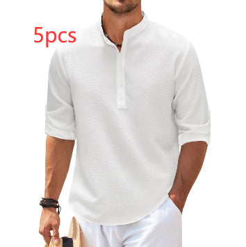 Men's Casual Shirt  Long Sleeve Stand Collar