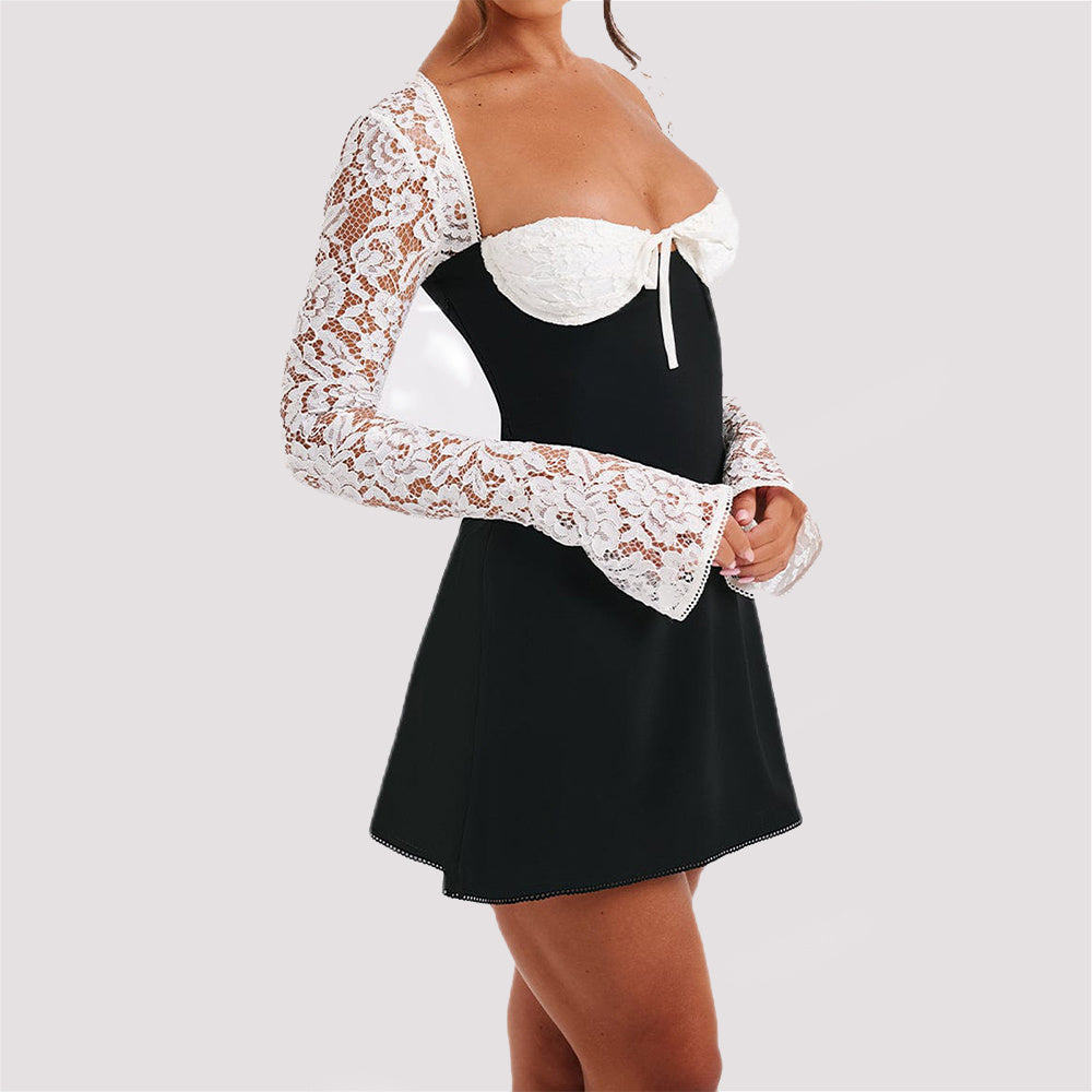 Corset Lace Long Sleeve Dress