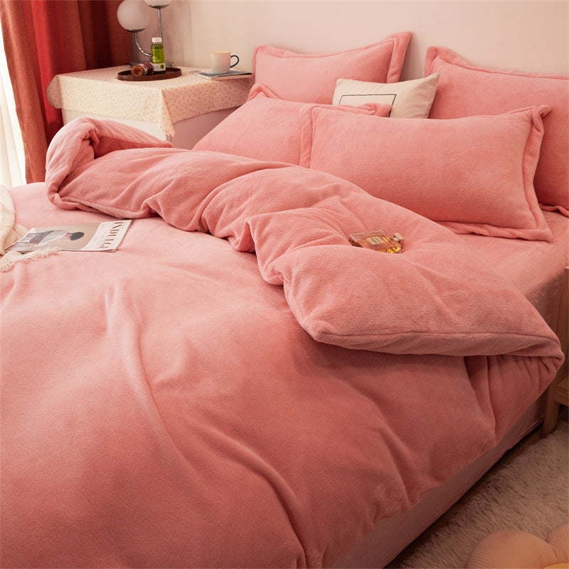 Four-piece Plush Double-sided Fleece Warm Duvet Cover