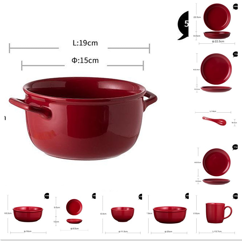 Luxury Red Glaze Ceramic Dinner Set